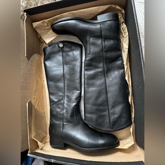 Frye Melissa Button 2 Equestrian-Inspired Tall Black Leather Boots size 7 - Picture 5 of 8